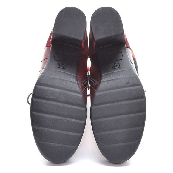 Maciejka 4251 Red Leather Heeled Lace Up Zip Boots 36 New - Picture 6 of 8